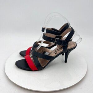 Lanvin Women Size EU 38 US 6 Black Red Strappy Buckle High Heel Pump Sandal